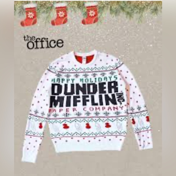 NWT The Office Official Dunder Mifflin Holiday Sweater Women Sz L/Men Sz Sm - Picture 6 of 6